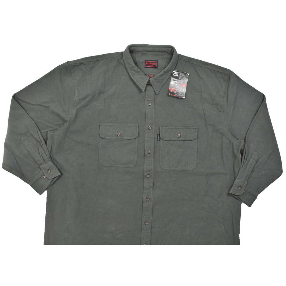 Five Brother Men 3XL-B Heavy Weight Flannel Shirt Solid Gray Cotton Workwear NEW